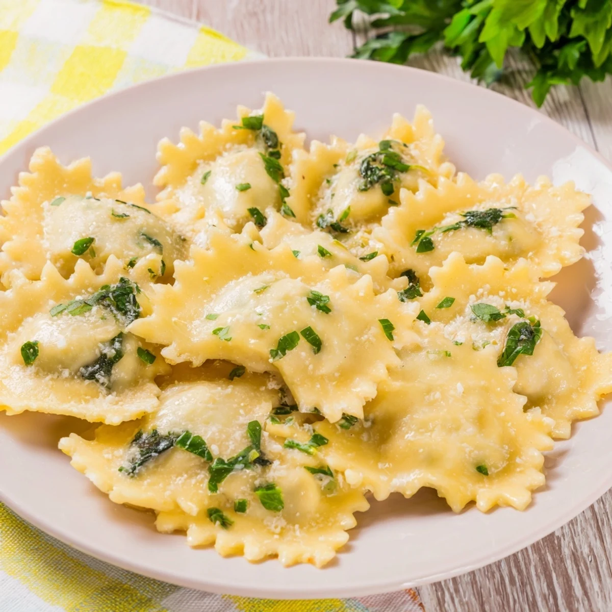 A close-up of baked Savory Spinach and Ricotta Puff Pastry Triangles, showcasing a warm, cheesy filling.