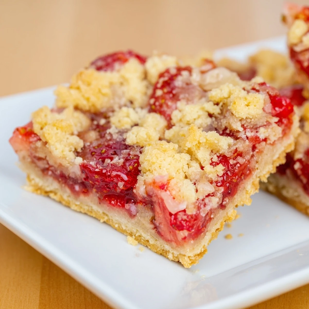 Golden, crumbly Simple Homemade Strawberry Jam Squares, filled with sweet berry jam and perfect for sharing.