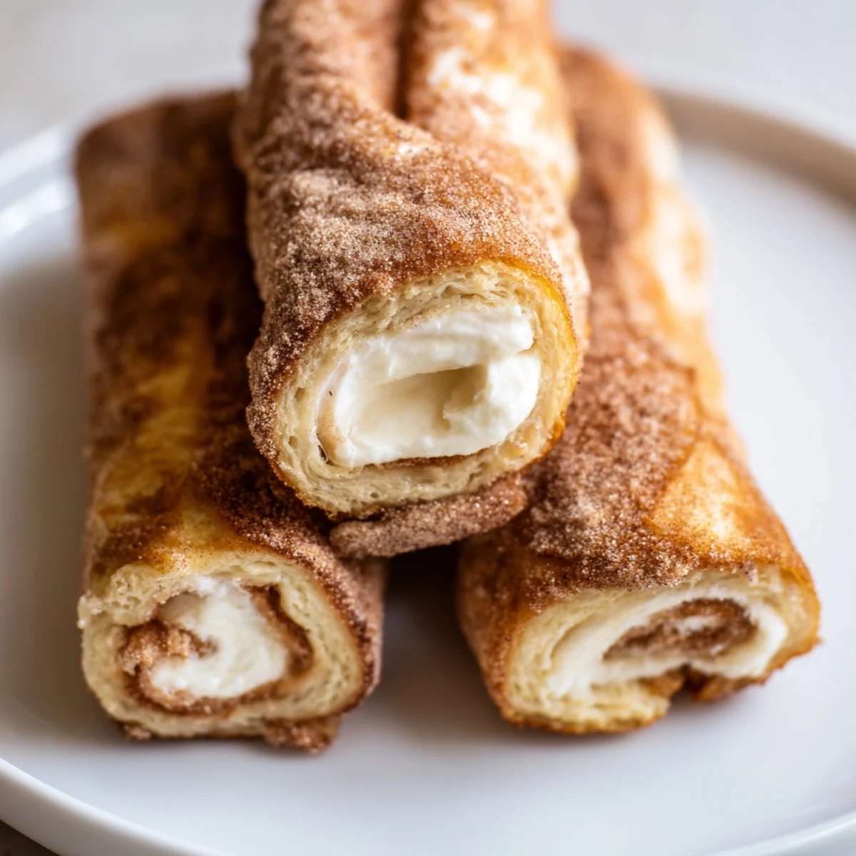 Warm, creamy interior revealed in a photo of freshly prepared Easy French Toast Roll-Ups, ideal for snacking.