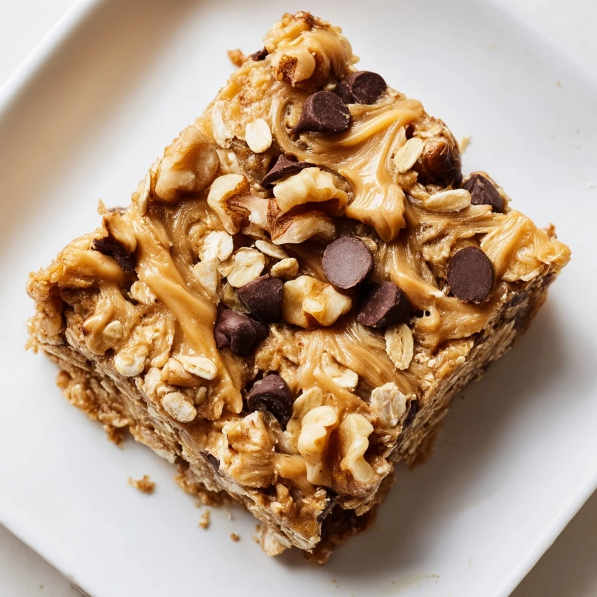 Enjoy a healthy Peanut Butter Banana Oat Bar: a perfect grab-and-go snack boasting rich flavors.