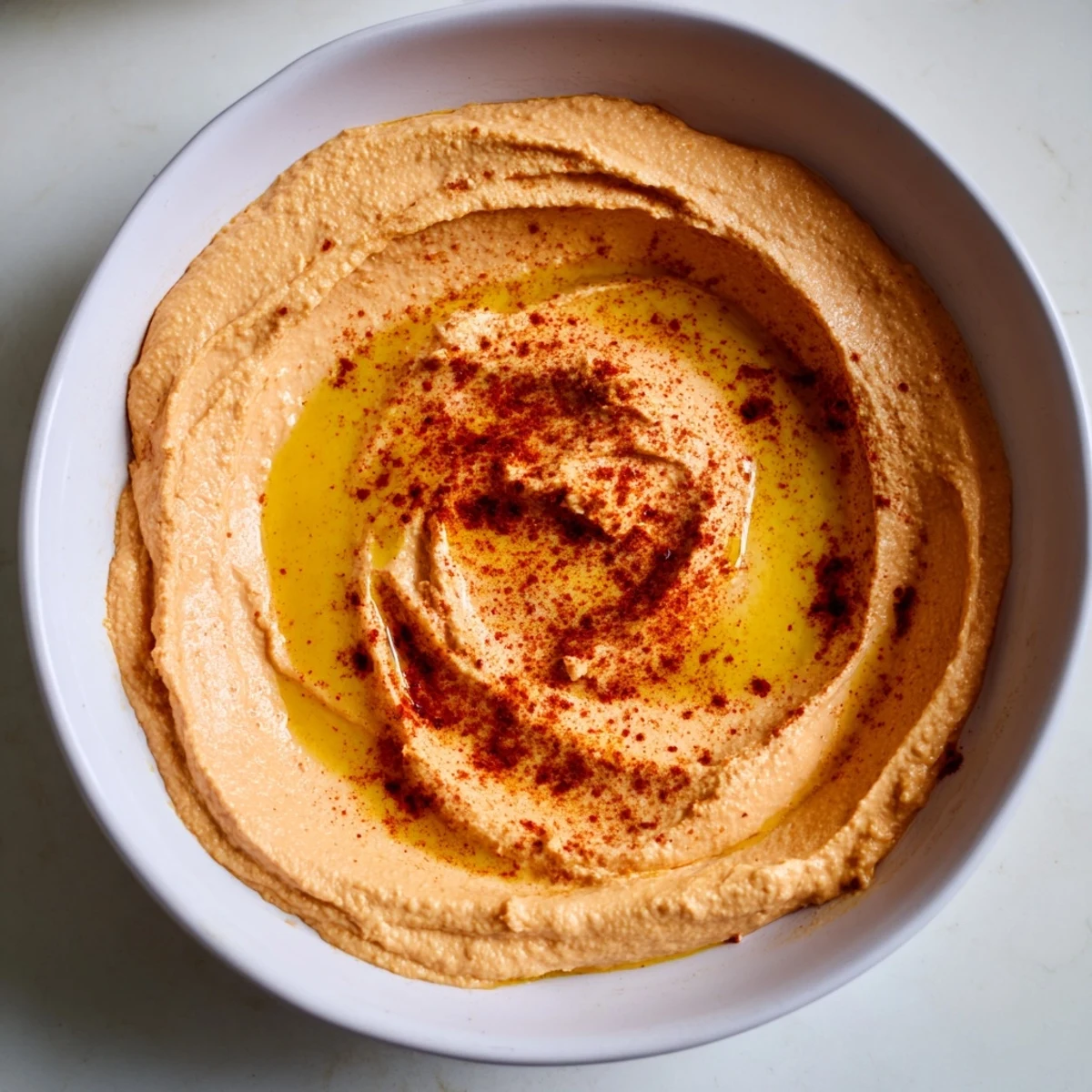 Freshly roasted red peppers blended into this vibrant hummus create a smoky, sweet flavor ideal for snacking or as a healthy appetizer.