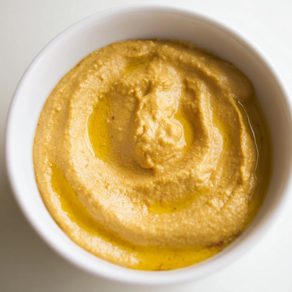 A close-up of creamy Chickpea Curry Paste in a white bowl, garnished with fresh cilantro and a lemon wedge.  