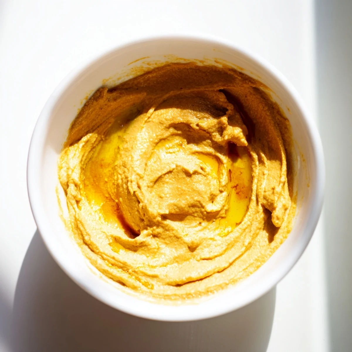 A golden-hued Chickpea Curry Paste served with pita bread and colorful vegetable sticks on a rustic wooden table.  