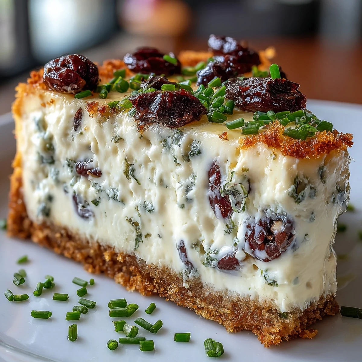 Savory Kalamata Cheesecake Appetizer cooling on a marble counter, ready to pair with crisp crostini or sturdy crackers.