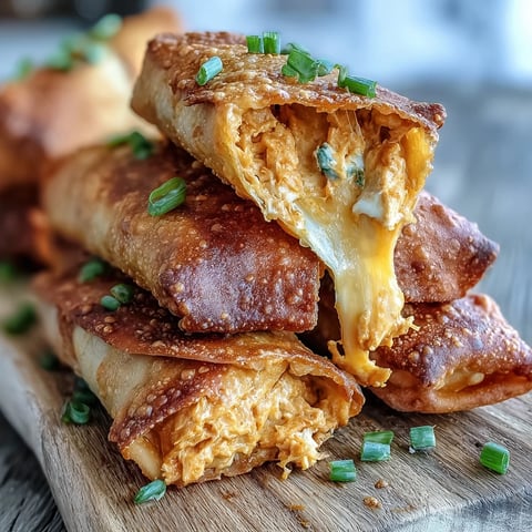 Golden-crisp Buffalo Chicken Dip Egg Rolls rest on a plate with a small bowl of creamy ranch dipping sauce.