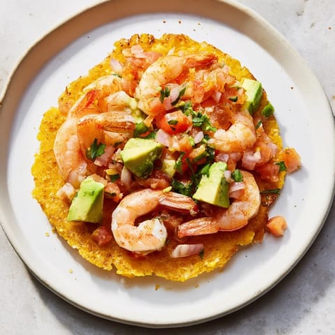 Quick Shrimp Avocado Tostadas
