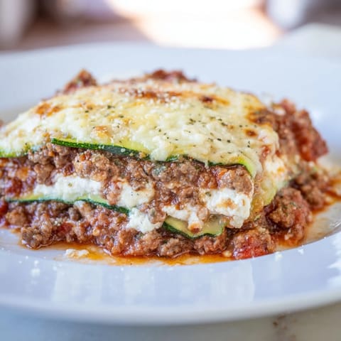 Sizzling Zucchini Lasagna Skillet featuring tender zucchini ribbons, ricotta, and delicious Italian flavors.