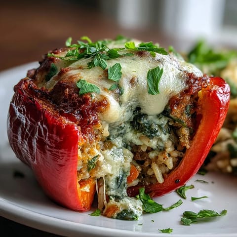 Wholesome turkey and veggie stuffed peppers showcasing vibrant peppers overflowing with savory, protein-rich filling and melted cheese.  