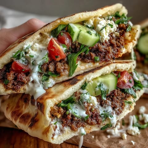 Mediterranean Ground Beef Pitas