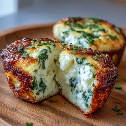 Protein-packed Cottage Cheese Egg Bites filled with fresh spinach and bell peppers, ideal for a quick, healthy morning meal.  