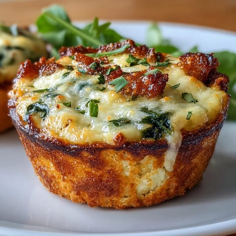 Bite-sized mini quiches with creamy egg filling, Gruyère cheese, and fresh spinach—perfect for bridal shower brunch.
