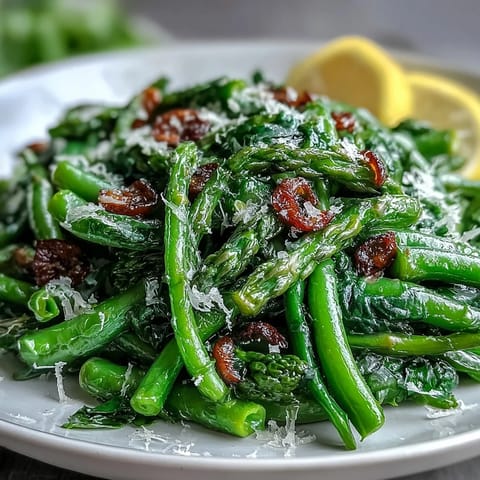 Crisp shaved asparagus and pea salad with lemon dressing, topped with Parmesan and pine nuts for a bright, fresh spring dish.