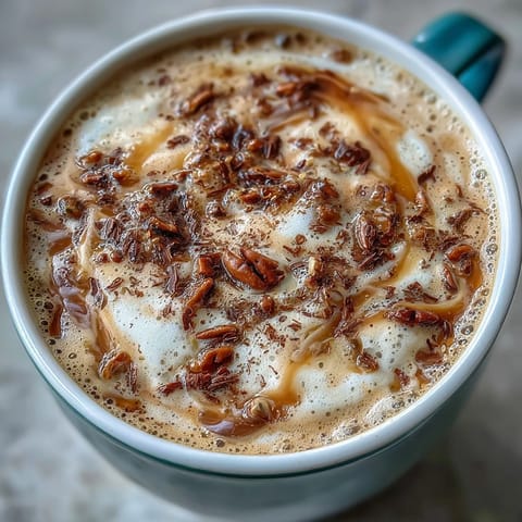 Creamy dandelion tea latte with oat milk and vanilla, topped with cinnamon foam, served in a cozy mug.