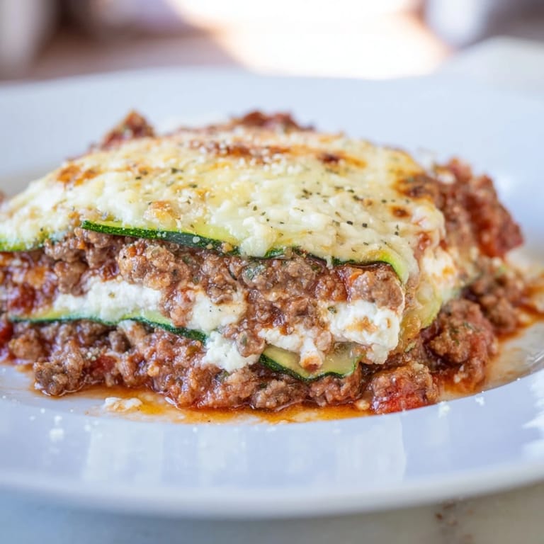 Sizzling Zucchini Lasagna Skillet featuring tender zucchini ribbons, ricotta, and delicious Italian flavors.