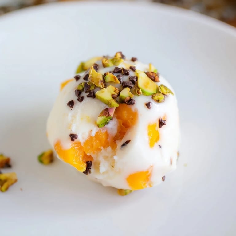 Refreshing close-up of Frozen Peach Yogurt Bites, topped with chopped nuts, ready to eat this summer.