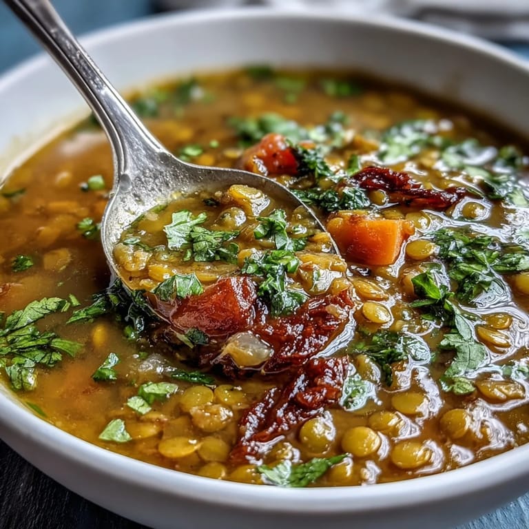 Steaming Mung Bean Soup in a rustic bowl, featuring tender mung beans and diced carrots in golden broth.