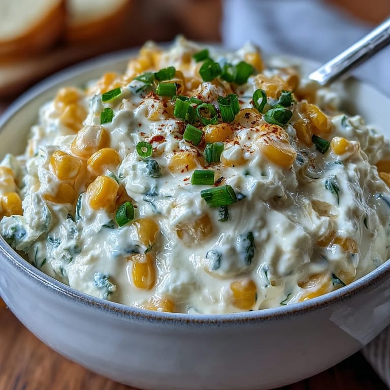 A scoop of rich, smooth Crack Corn Dip on a crisp tortilla chip, garnished with chopped jalapeños and cheddar, ready to serve warm or chilled.