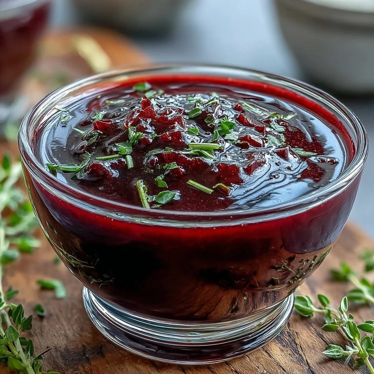 Black Currant Vinaigrette emulsified in a glass jar with fresh minced shallots and Dijon mustard, perfect for vegan roasted beet salads.