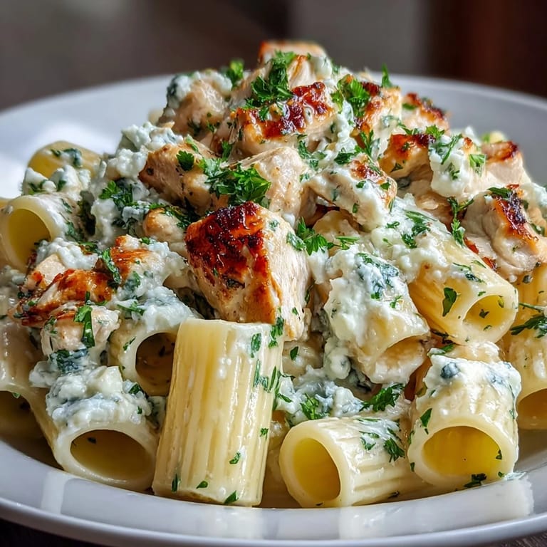 A skillet of Creamy Lemon Feta Chicken Pasta with Parmesan and lemon zest, ready to serve warm.