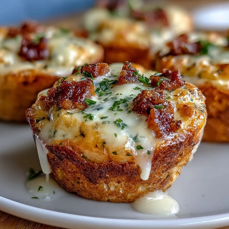 Freshly baked Ranch Bacon Breakfast Egg Bites with crispy bacon crumbles and a fluffy egg center, served warm on a rustic wooden board.
