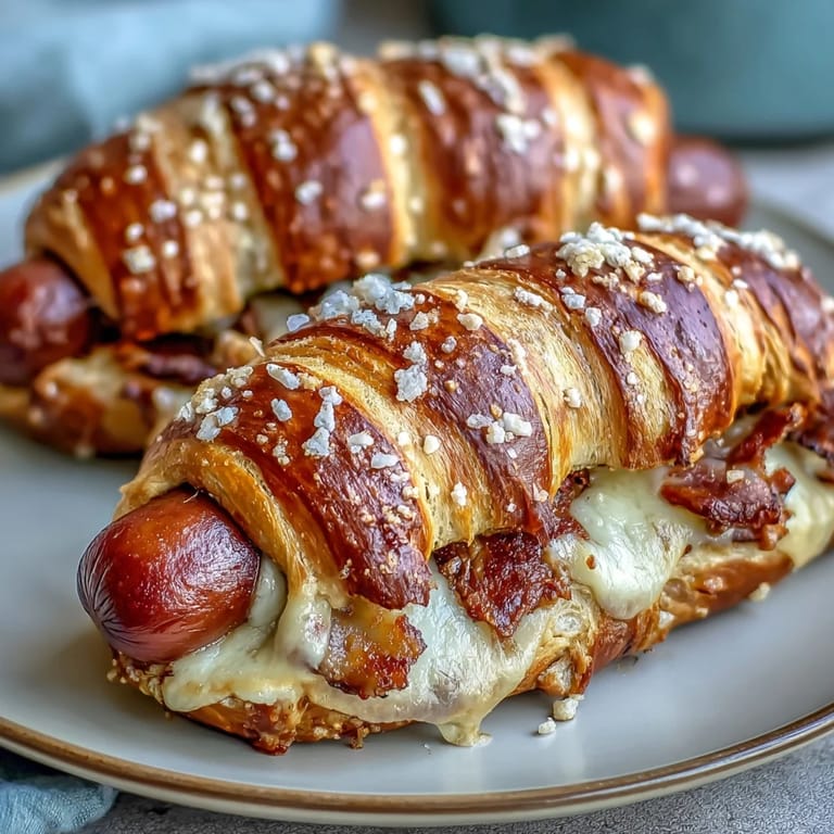 Soft, chewy pretzel bites filled with savory hot dogs and gooey cheese, offering a nostalgic comfort food twist for parties and casual gatherings.