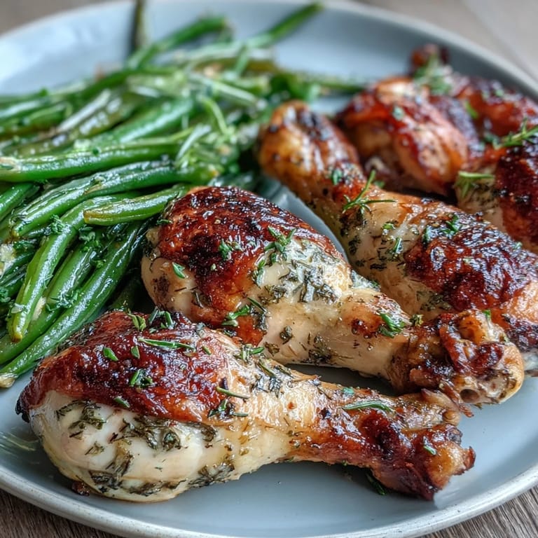 Crispy baked ranch chicken drumsticks paired with perfectly roasted green beans, offering a simple and healthy keto dinner option.