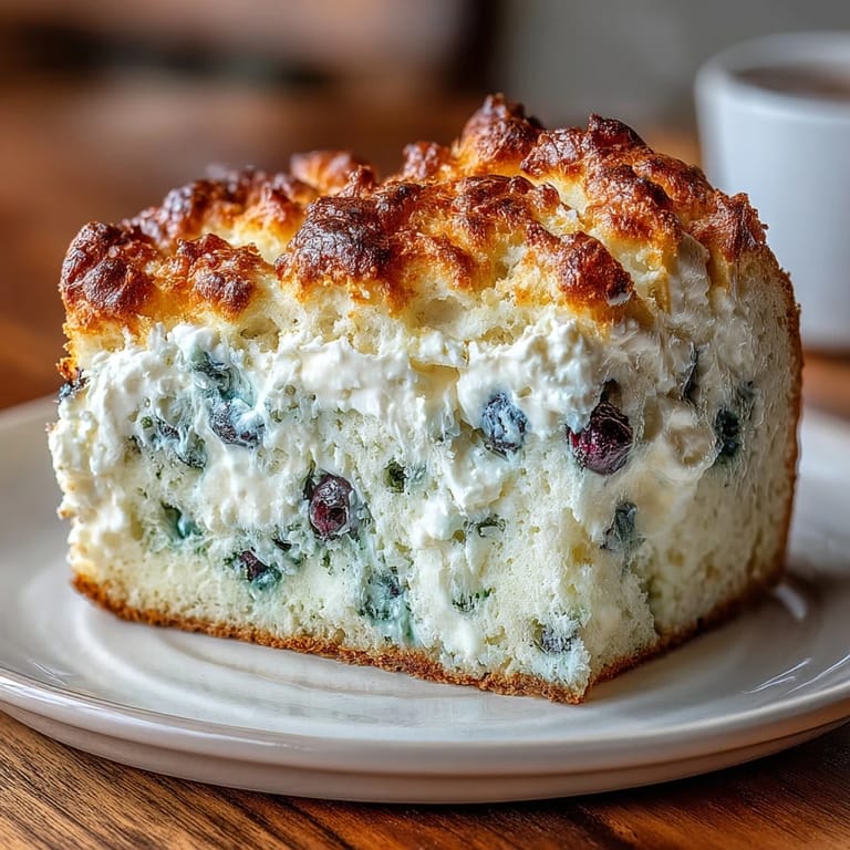 Wholesome Blueberry Cottage Cheese Cloud Bread with creamy texture and bursts of fresh fruit, a healthy treat for any time of day.