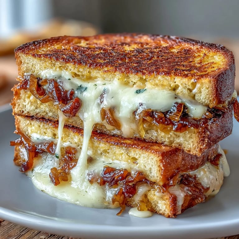 3. Classic sourdough grilled cheese elevated with deeply caramelized onions and nutty Gruyere, perfectly toasted and irresistibly gooey.