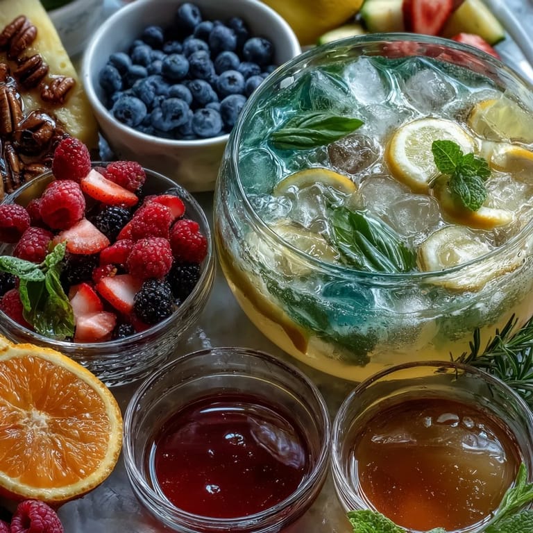 Refreshing homemade lemonade served with an array of fruit, herb, and syrup mix-ins for the ultimate summer beverage station.