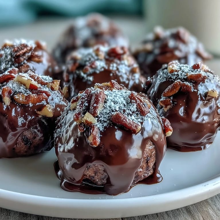 Decadent bourbon-infused chocolate confections featuring toasted pecans and smooth chocolate coating.
