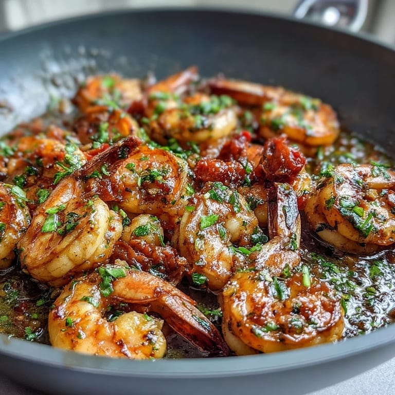 Juicy shrimp and crunchy vegetables sizzling in a hot wok, coated in a sweet-savory stir-fry sauce.
